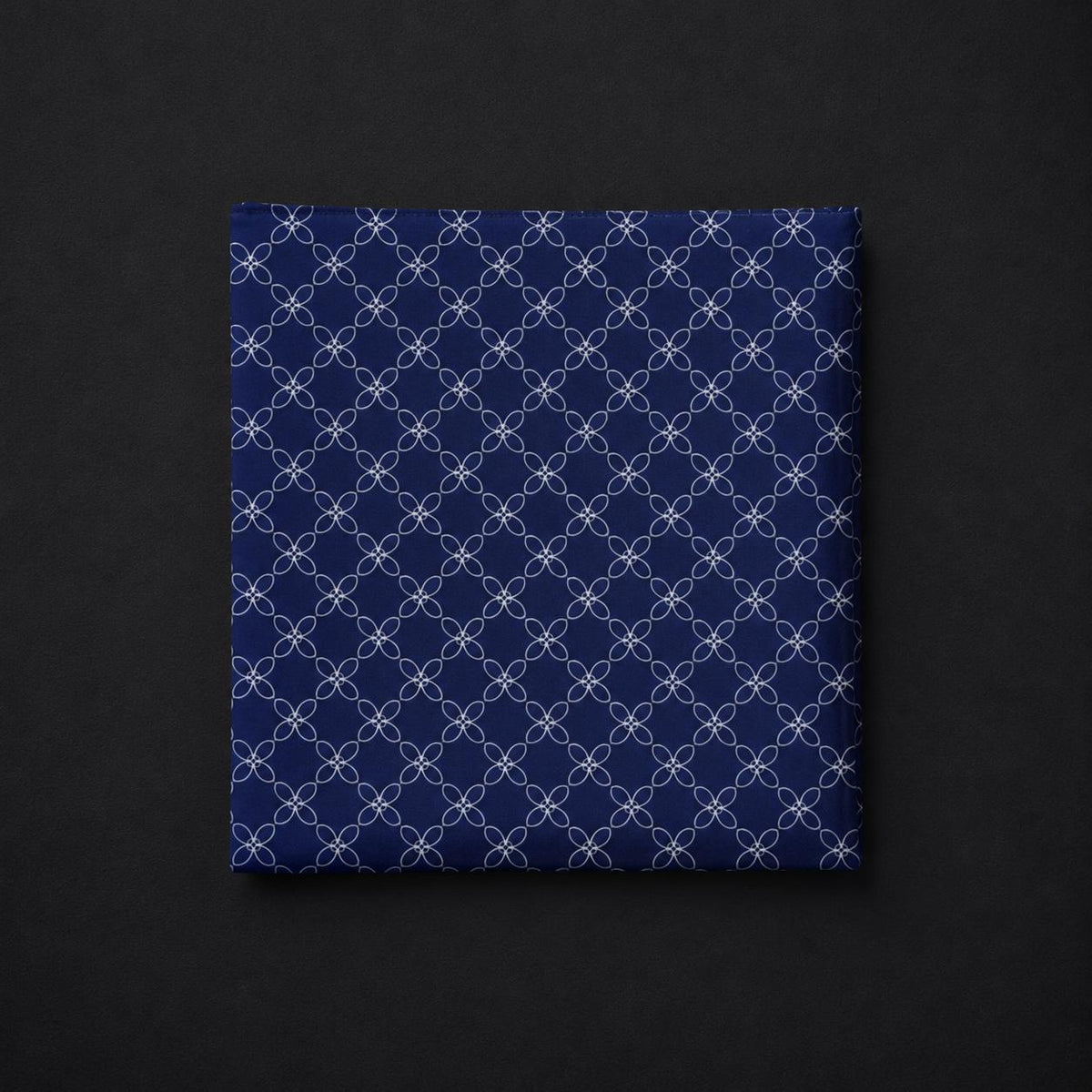 Navy Blue Geometric Microfiber Pocket Square