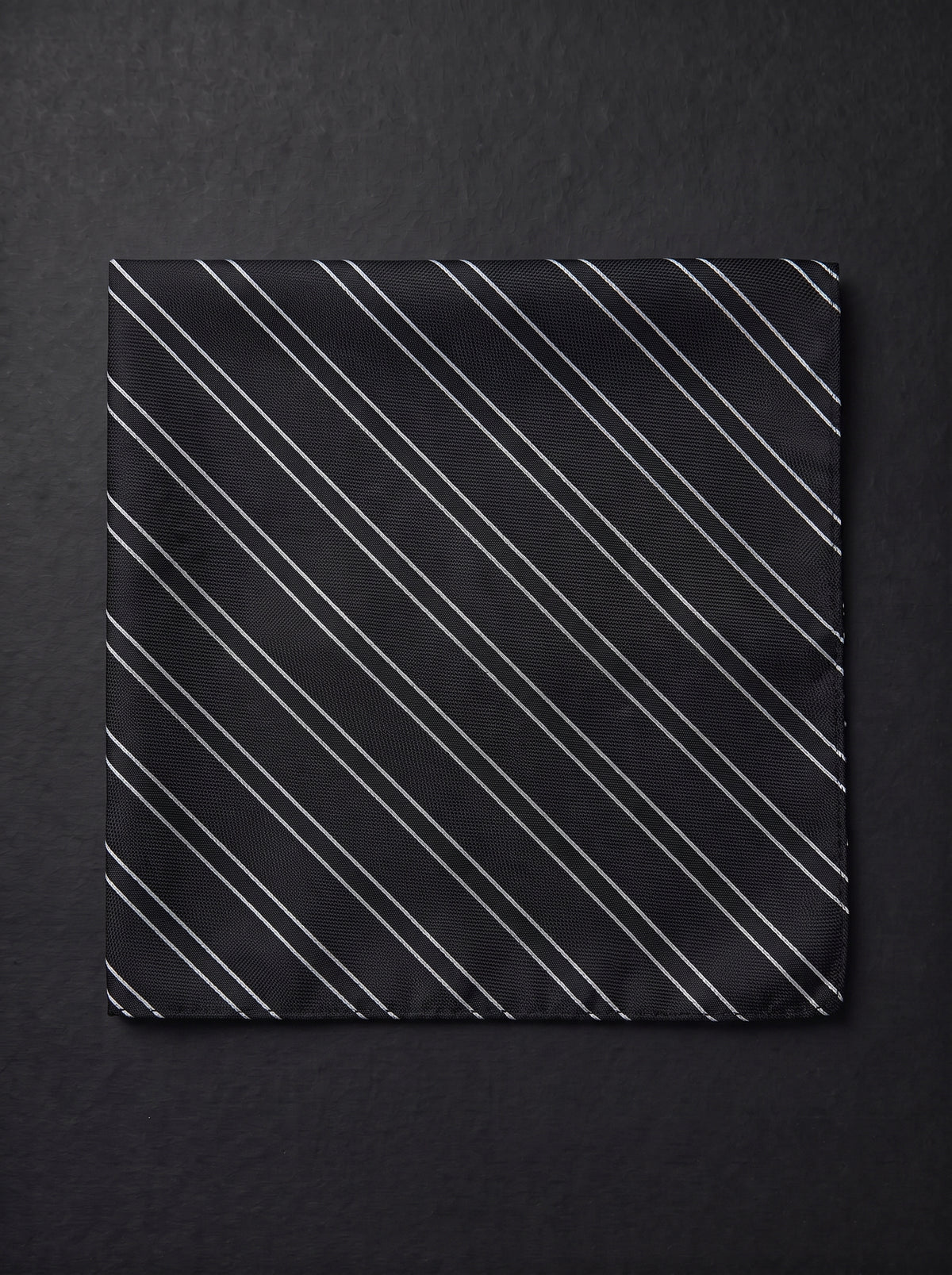 The Signature Double Stripe — Black Pocket Square