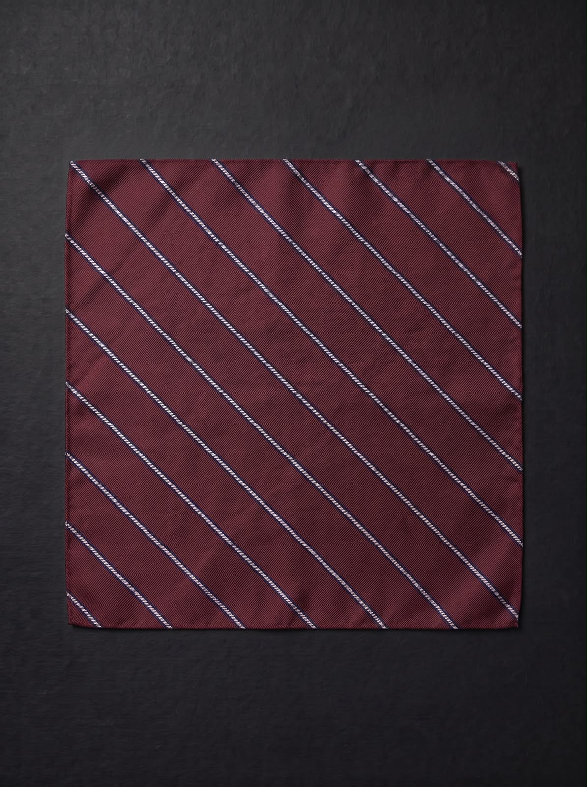 The Double Fine Stripe — Burgundy Pocket Square
