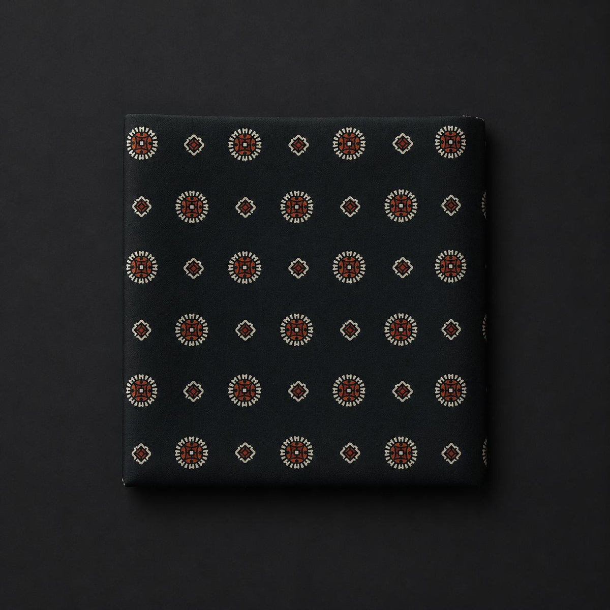 Olive Green Medallion Pocket Square for Men