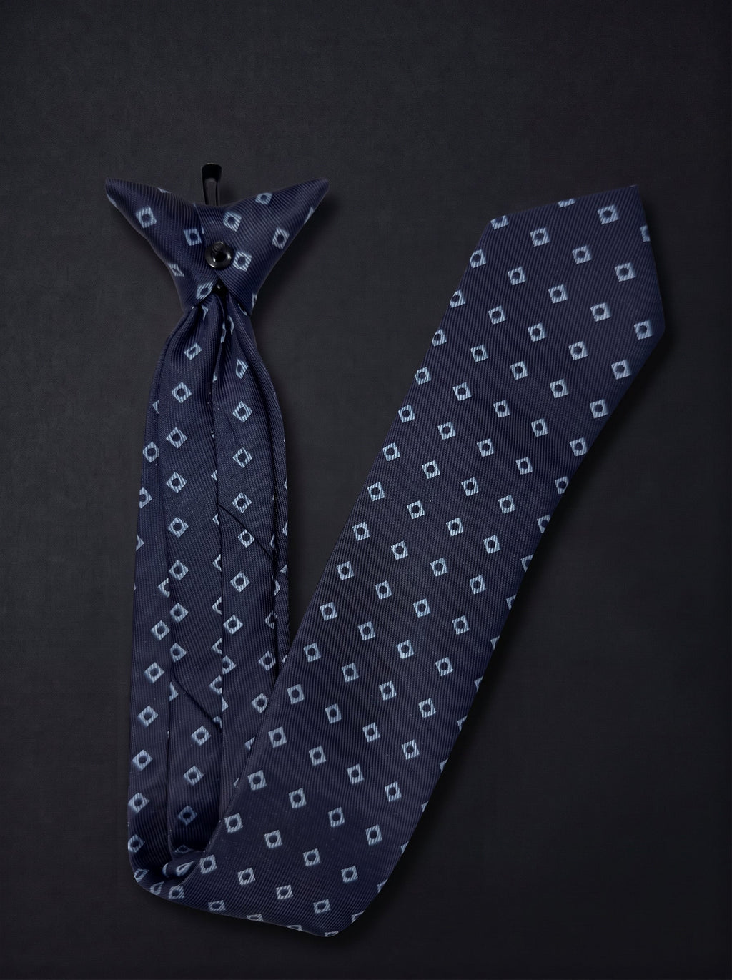 The Fine Geometric — Navy Clip-On Tie