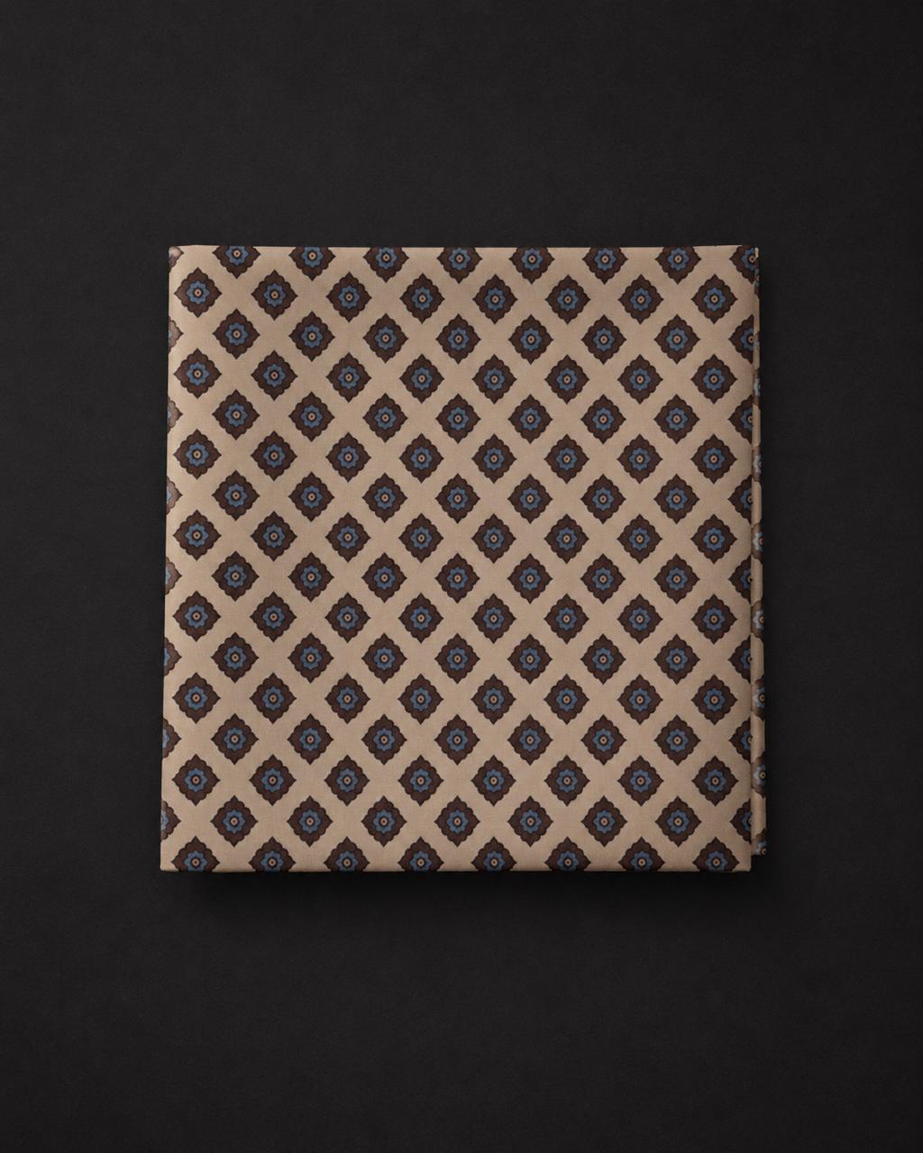 Beige Geometric Microfiber Pocket Square