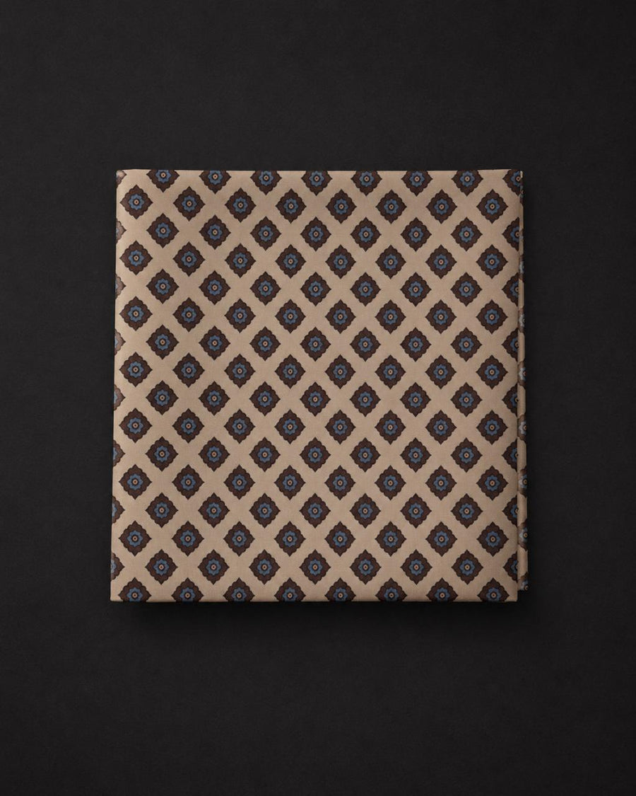 Beige Geometric Microfiber Pocket Square