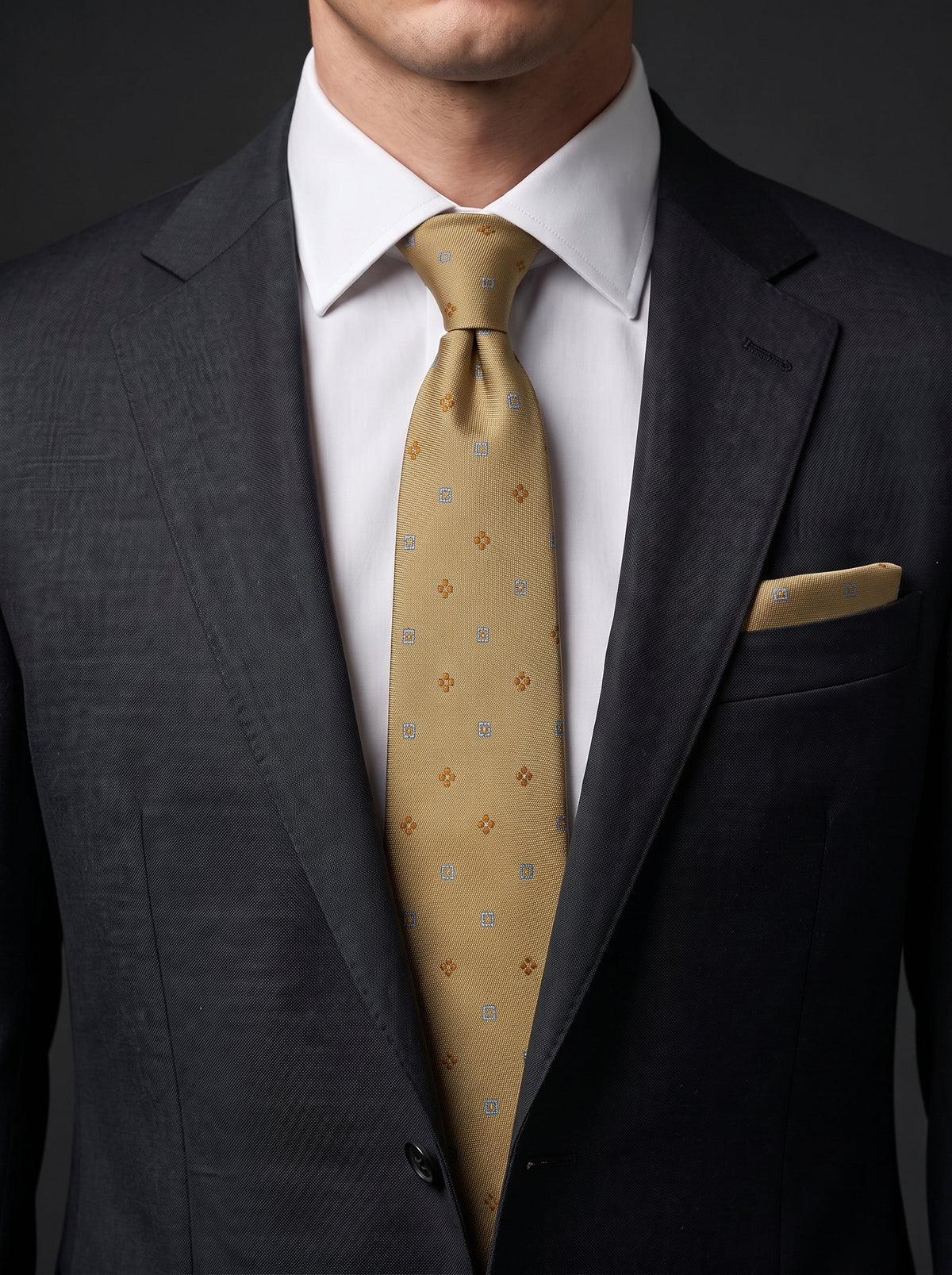 The Heritage Camel Floral — Gold Clip-On Tie
