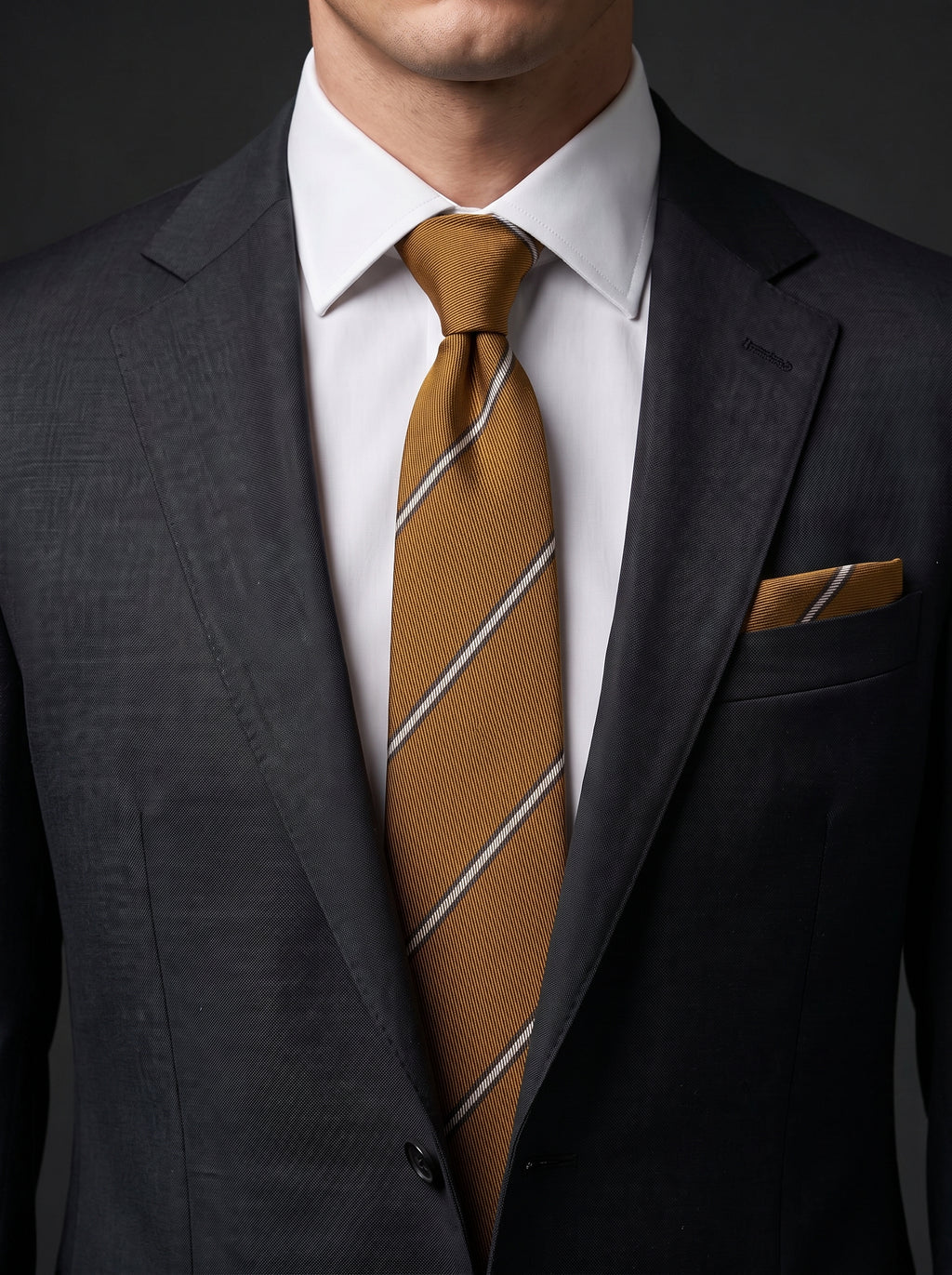 The Double Fine Stripe — Havana Clip-On Tie