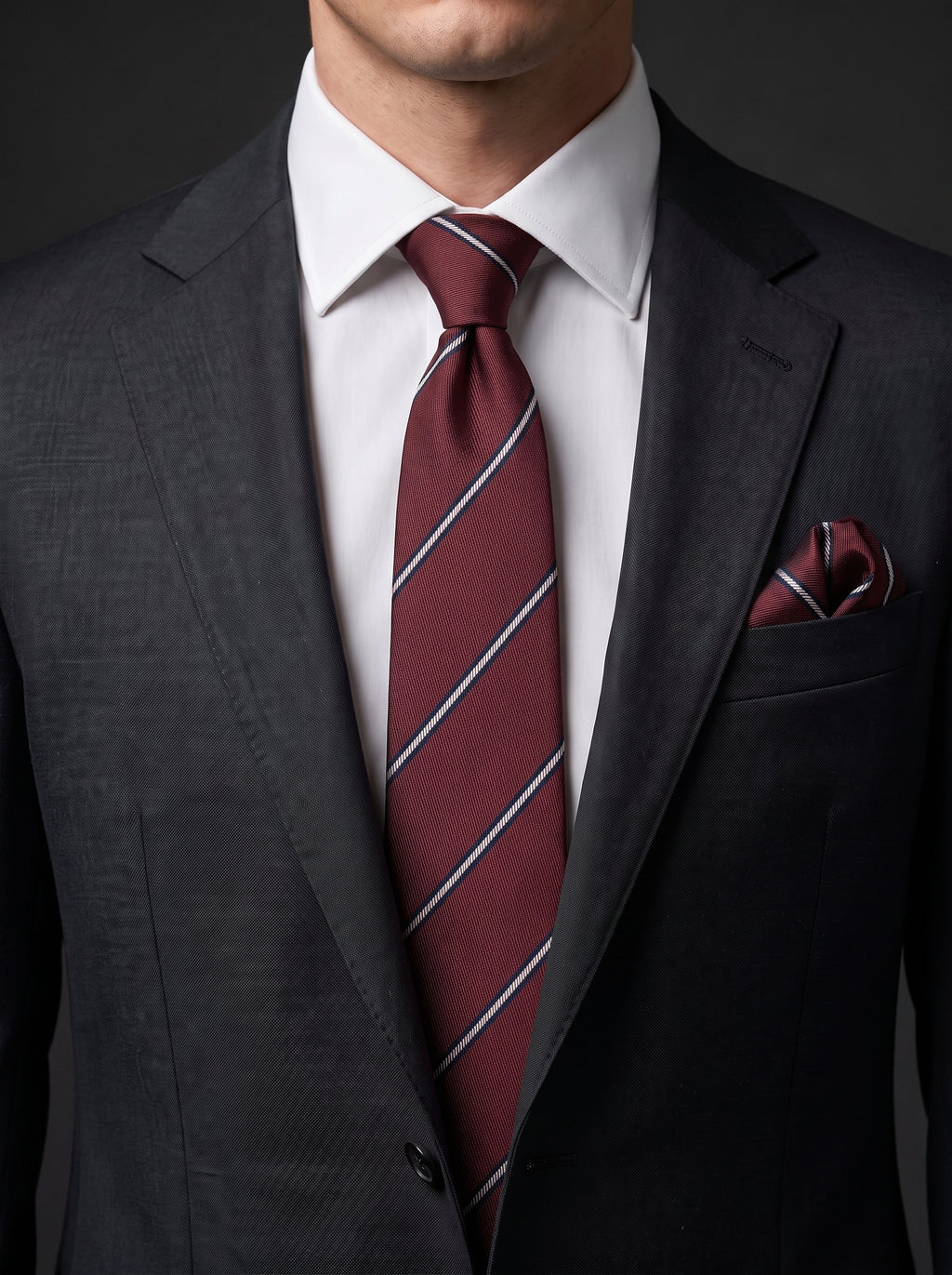 The Double Fine Stripe — Burgundy Clip-On Tie