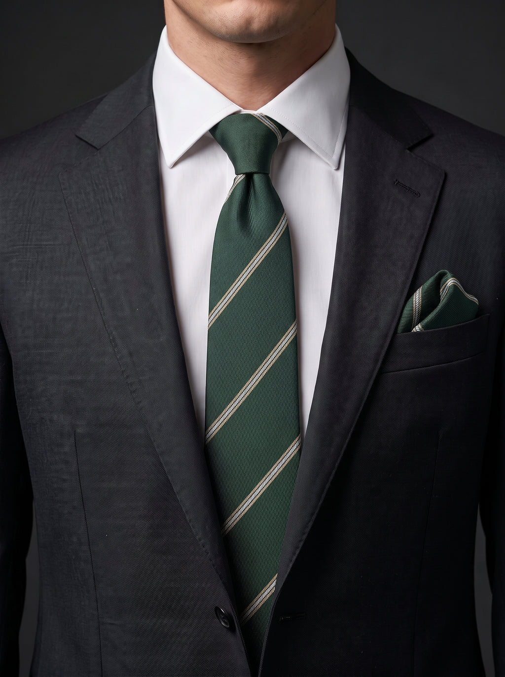 The Double Fine Stripe — Olive Clip-On Tie