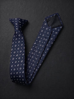 The Modern Geometric — Navy Clip-On Tie