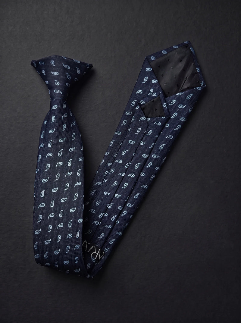 The Classic Paisley — Navy Clip-On Tie