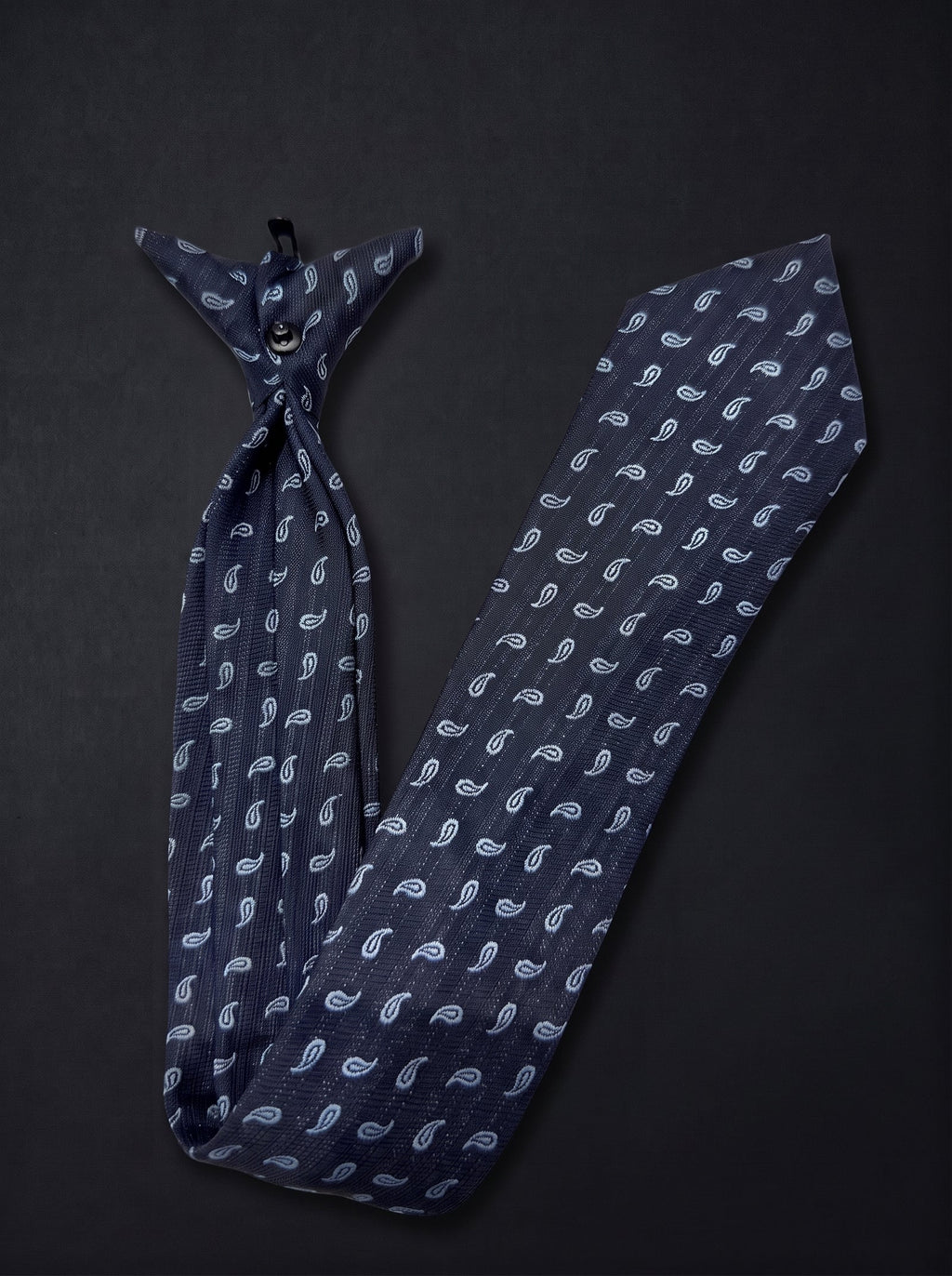 The Classic Paisley — Navy Clip-On Tie