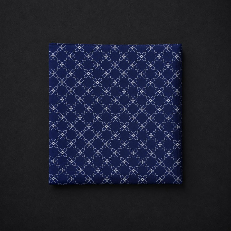 Navy Blue Geometric Microfiber Pocket Square