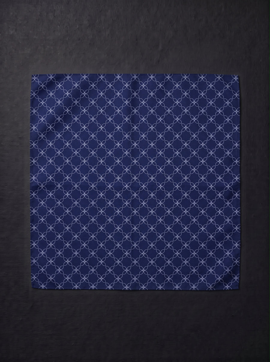 Navy Blue Geometric Microfiber Pocket Square