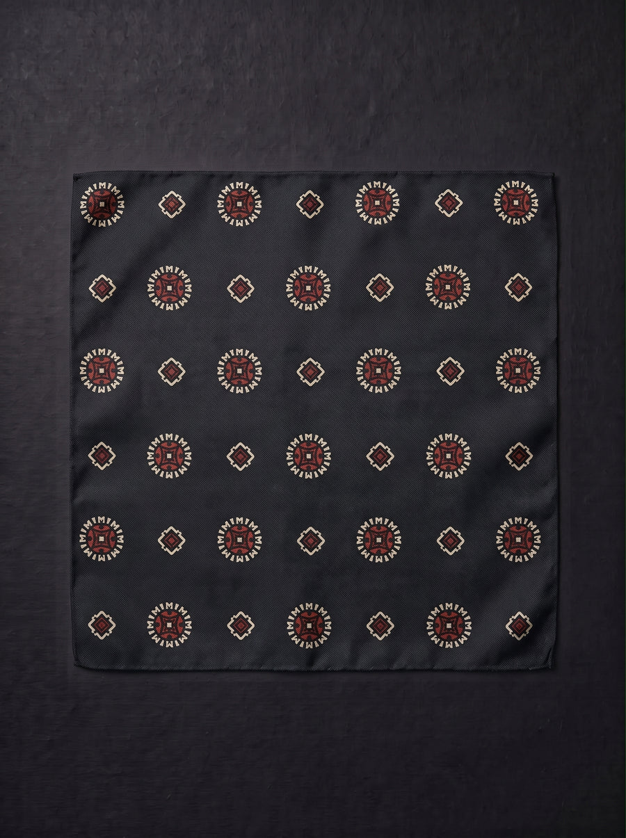 Olive Green Medallion Pocket Square for Men
