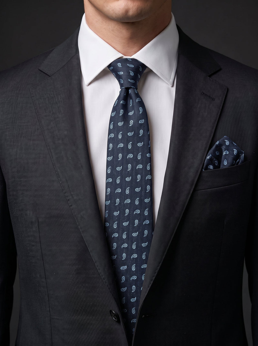 The Classic Paisley — Navy Clip-On Tie