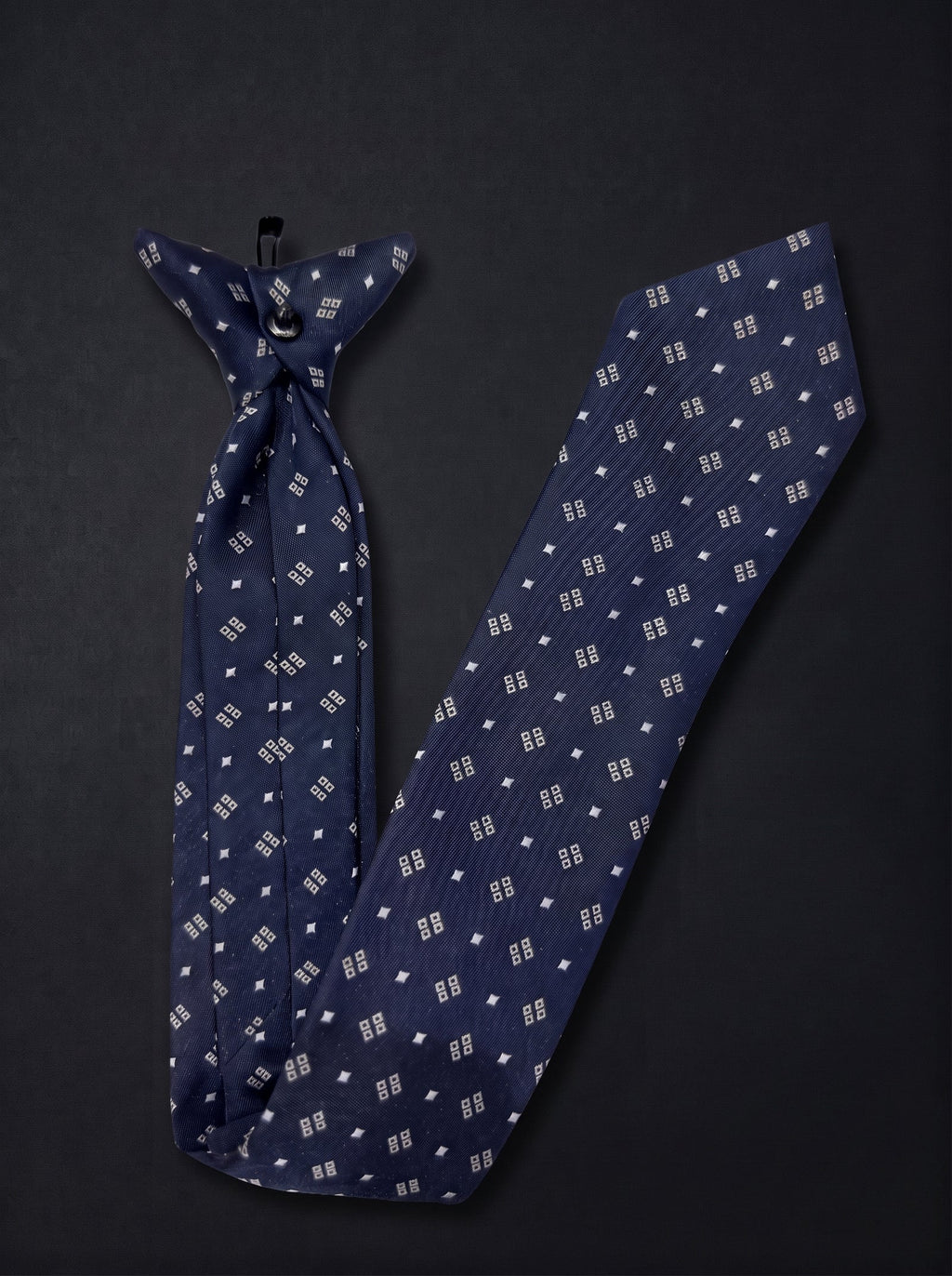 The Modern Geometric — Navy Clip-On Tie