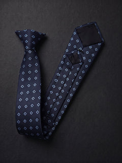 The Fine Geometric — Navy Clip-On Tie