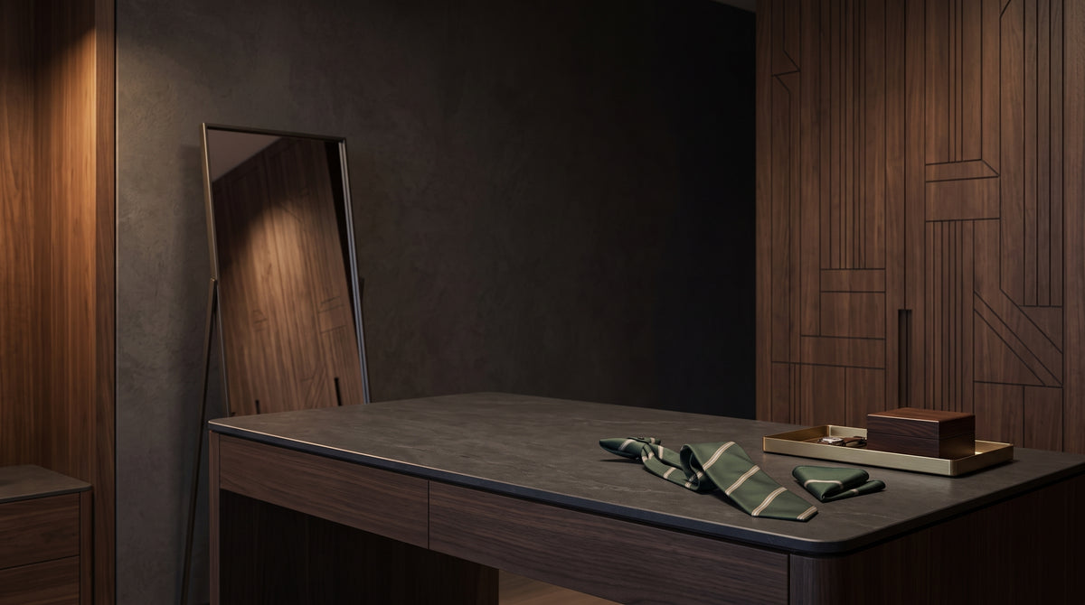 Cinematic private dressing room interior