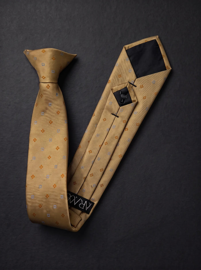 The Heritage Camel Floral — Gold Clip-On Tie