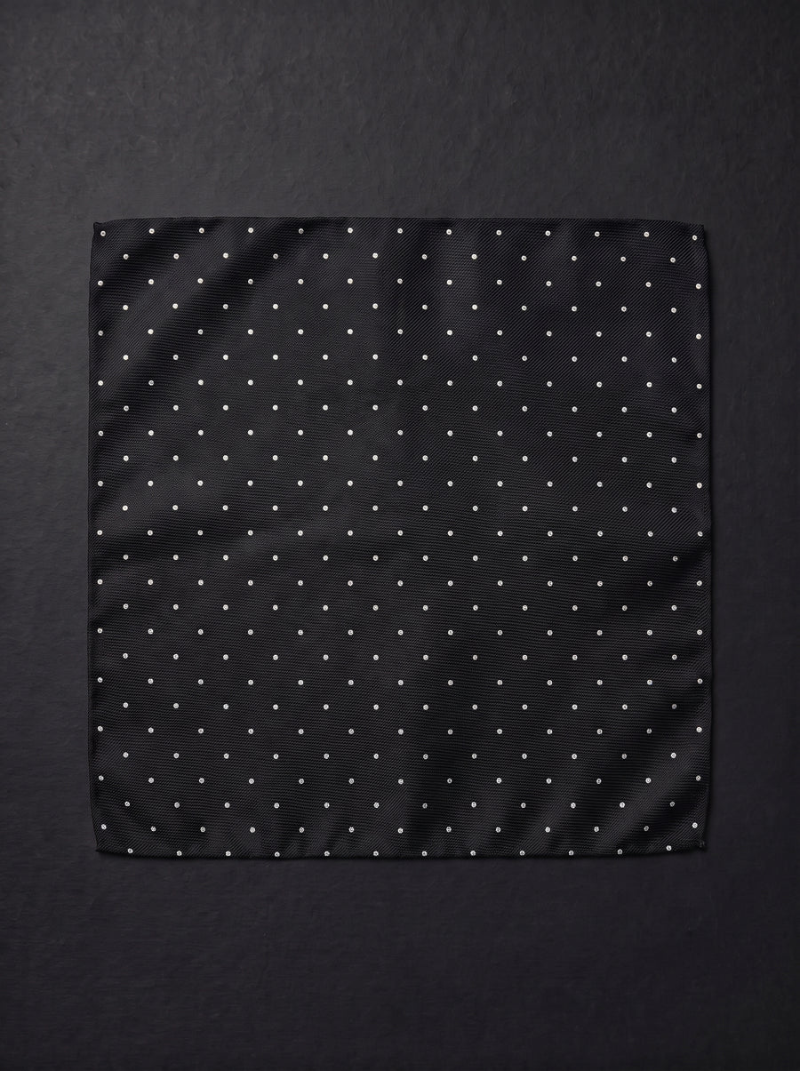 The Micro Dot — Black Pocket Square