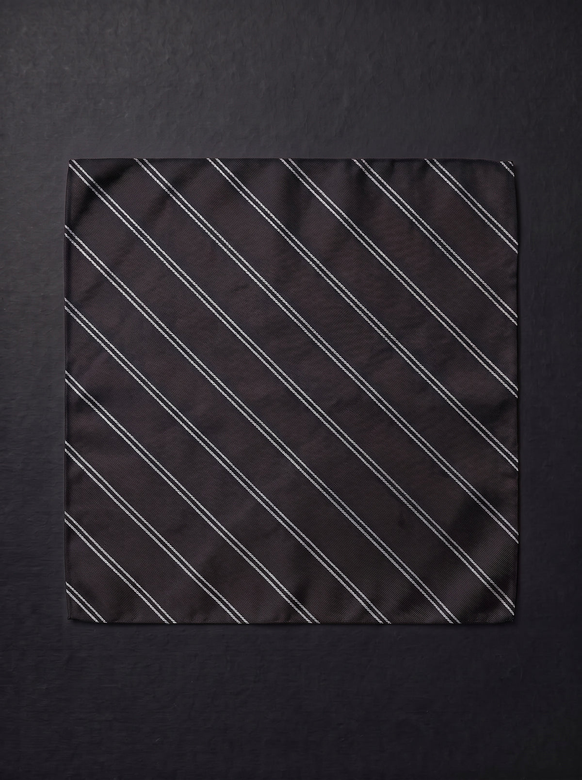 The Fine Double Stripe — Black Pocket Square
