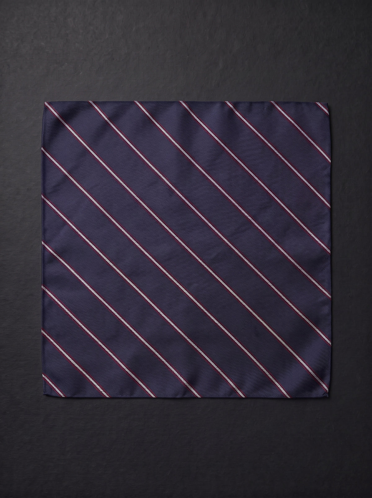 The Fine Double Stripe — Navy Pocket Sqaure