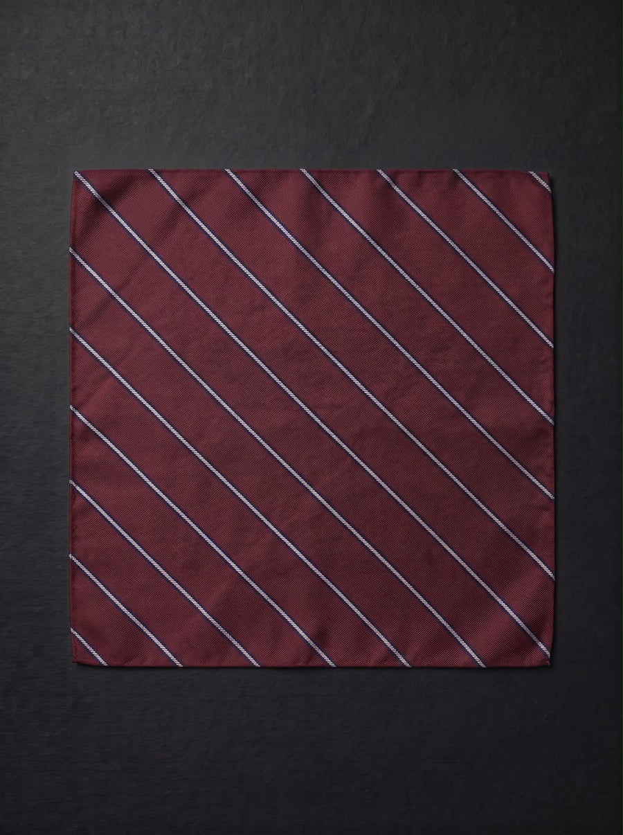 The Double Fine Stripe — Burgundy Pocket Square