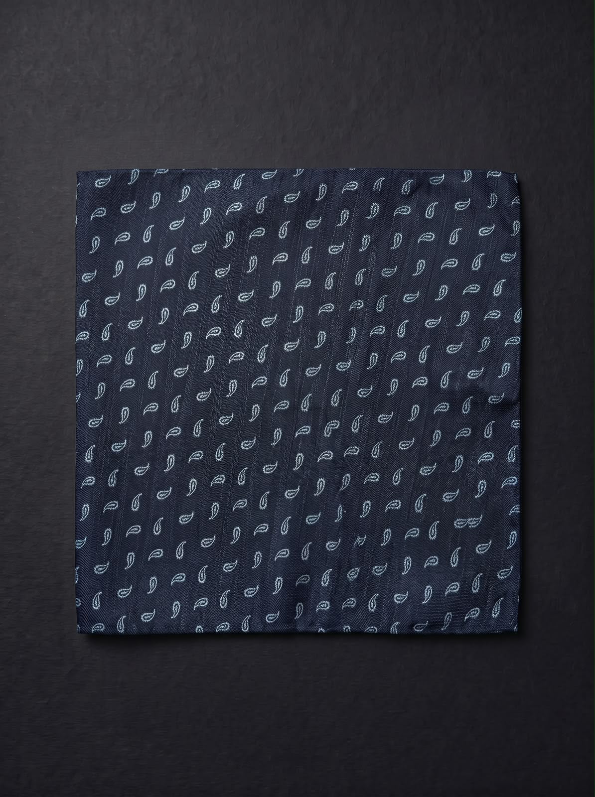 The Classic Paisley — Navy Pocket Square