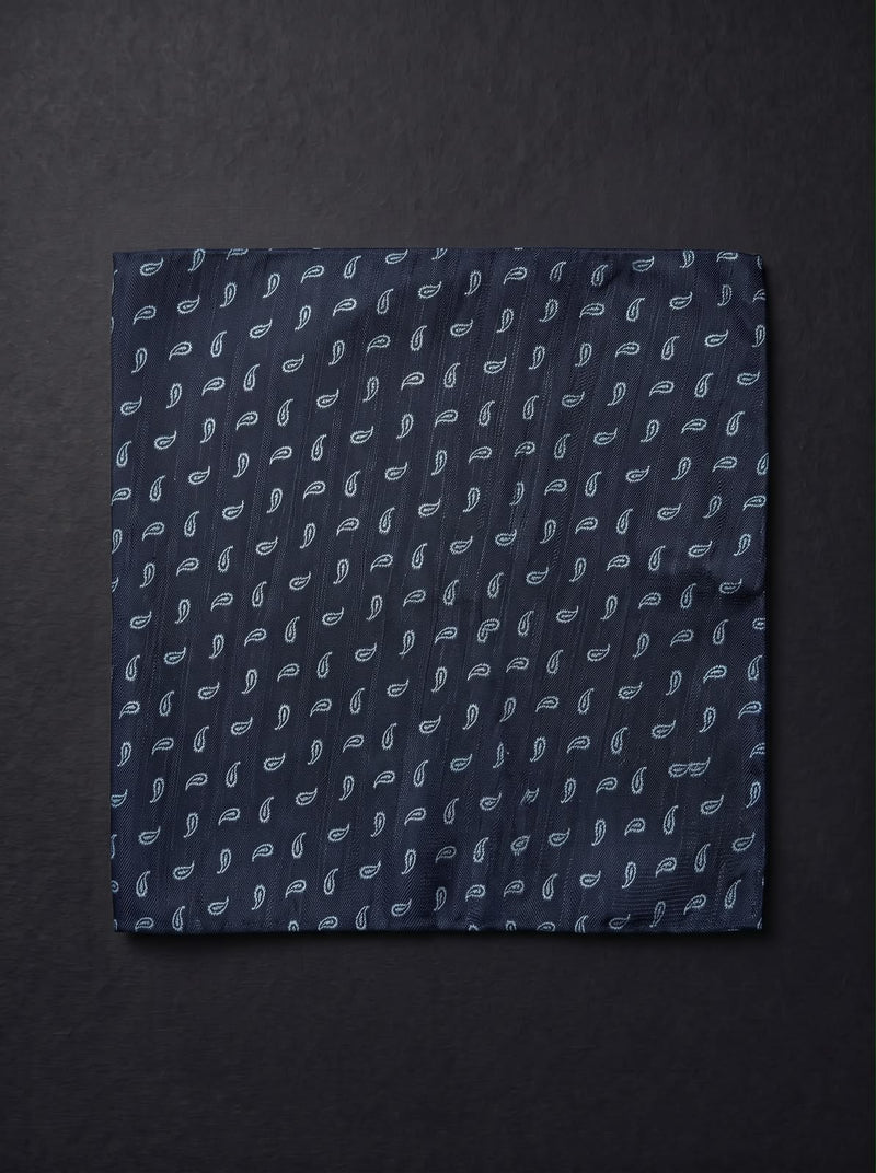 The Classic Paisley — Navy Pocket Square
