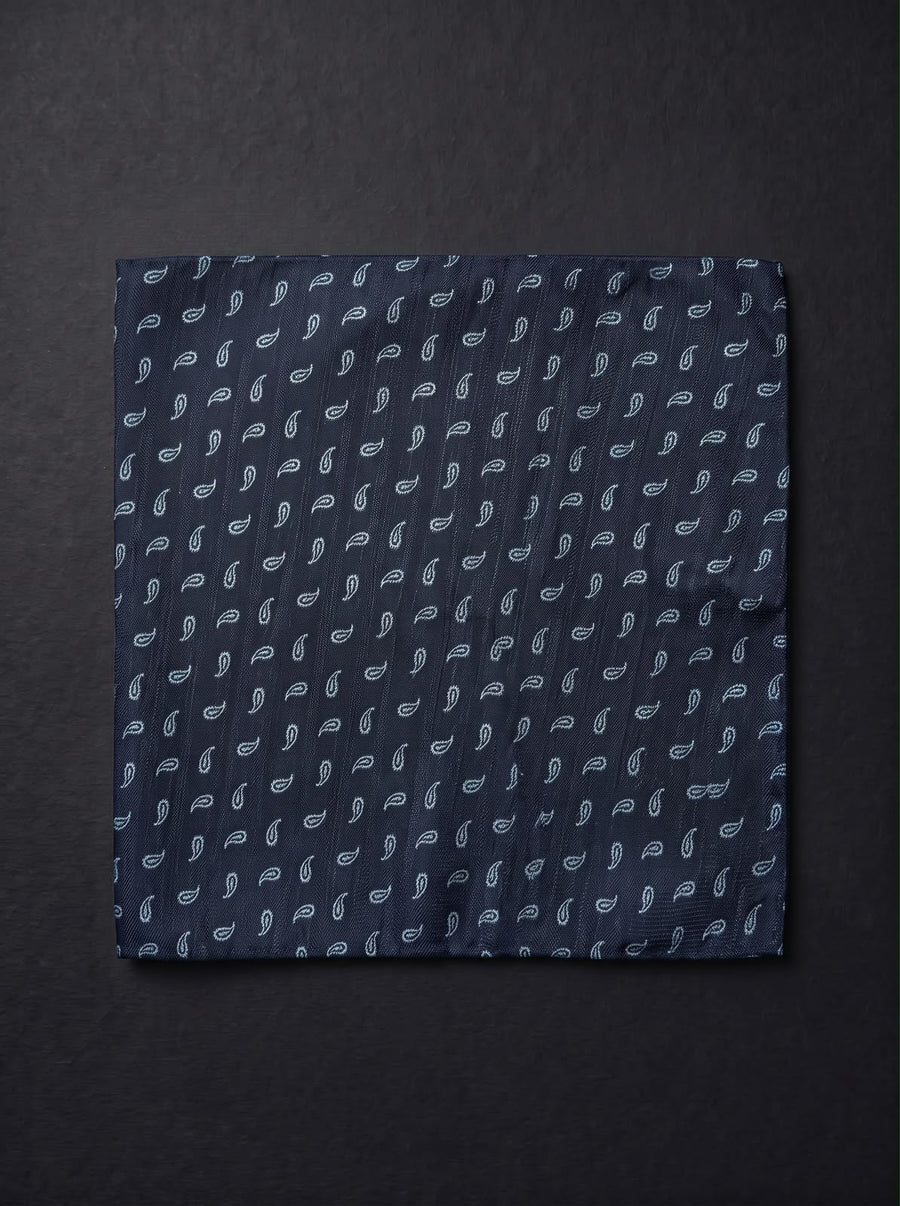 The Classic Paisley — Navy Pocket Square