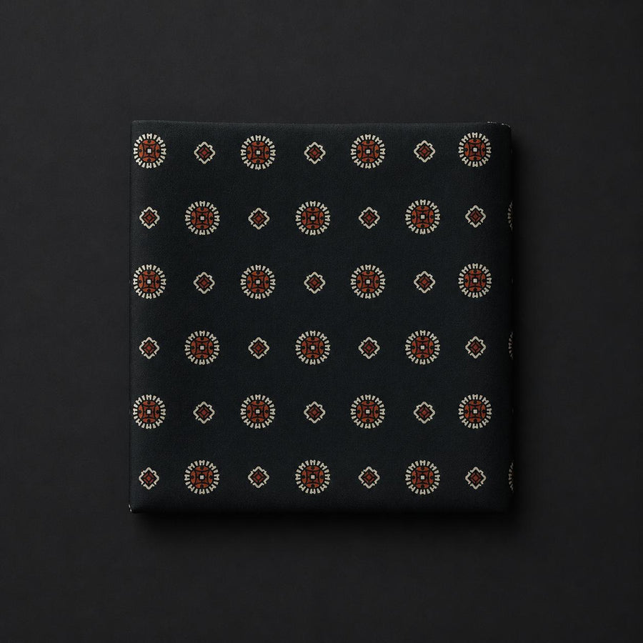 Olive Green Medallion Pocket Square for Men