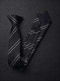 The Signature Double Stripe — Black Clip-On Tie