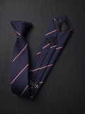 The Fine Double Stripe — Navy Clip-On Tie
