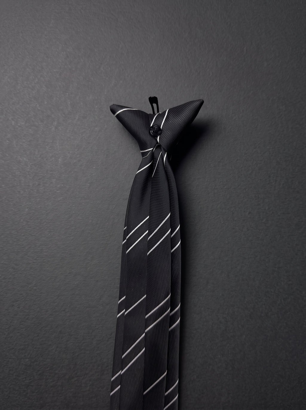 The Signature Double Stripe — Black Clip-On Tie