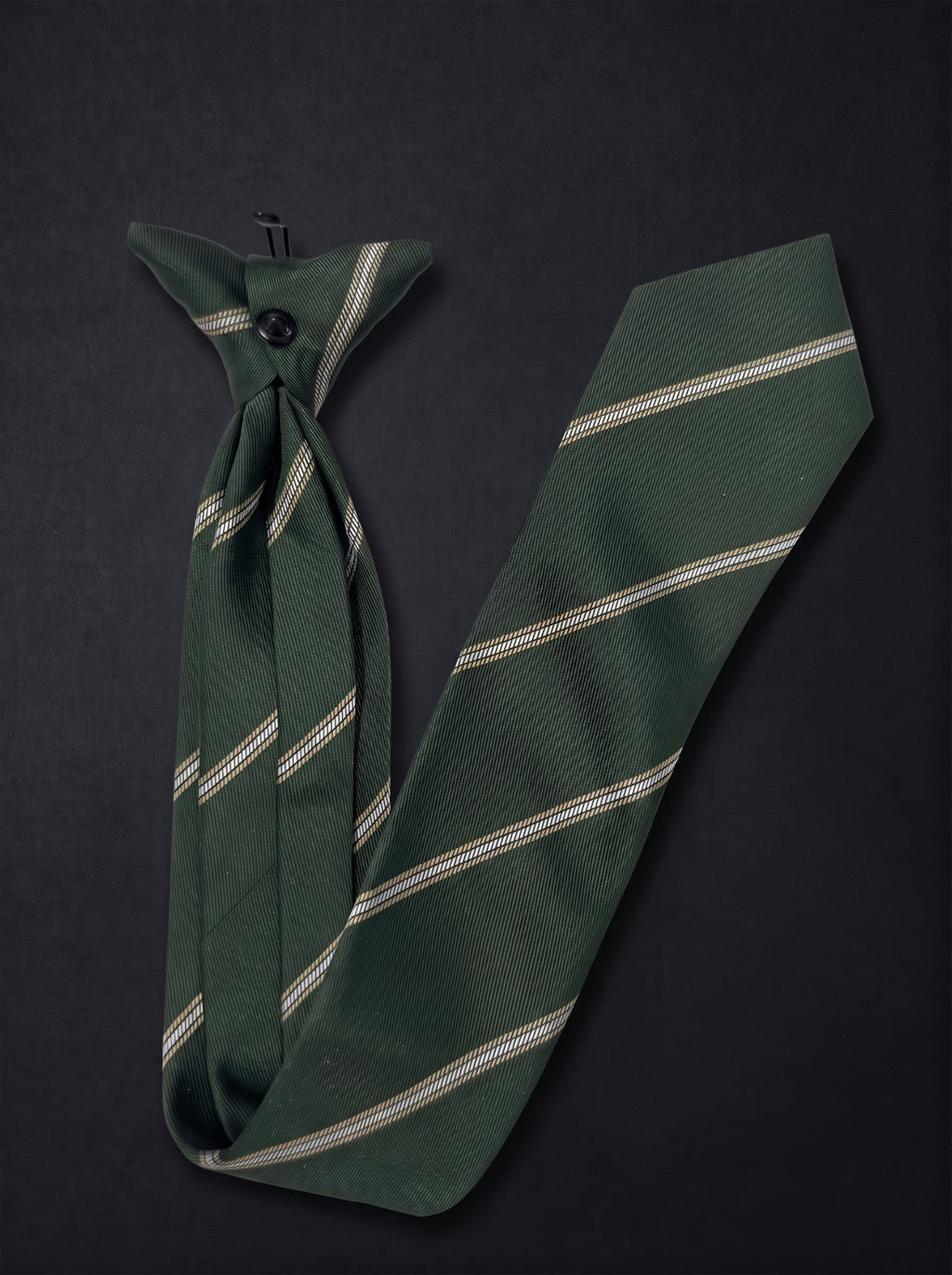 The Double Fine Stripe — Olive Clip-On Tie