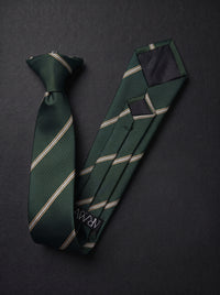 The Double Fine Stripe — Olive Clip-On Tie
