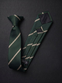 The Double Fine Stripe — Olive Clip-On Tie