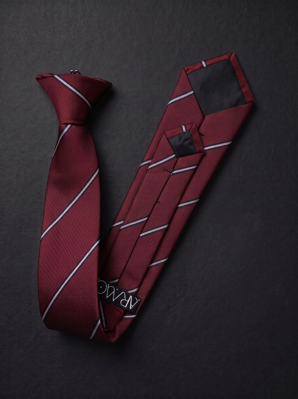 The Double Fine Stripe — Burgundy Clip-On Tie