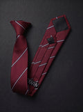 The Double Fine Stripe — Burgundy Clip-On Tie