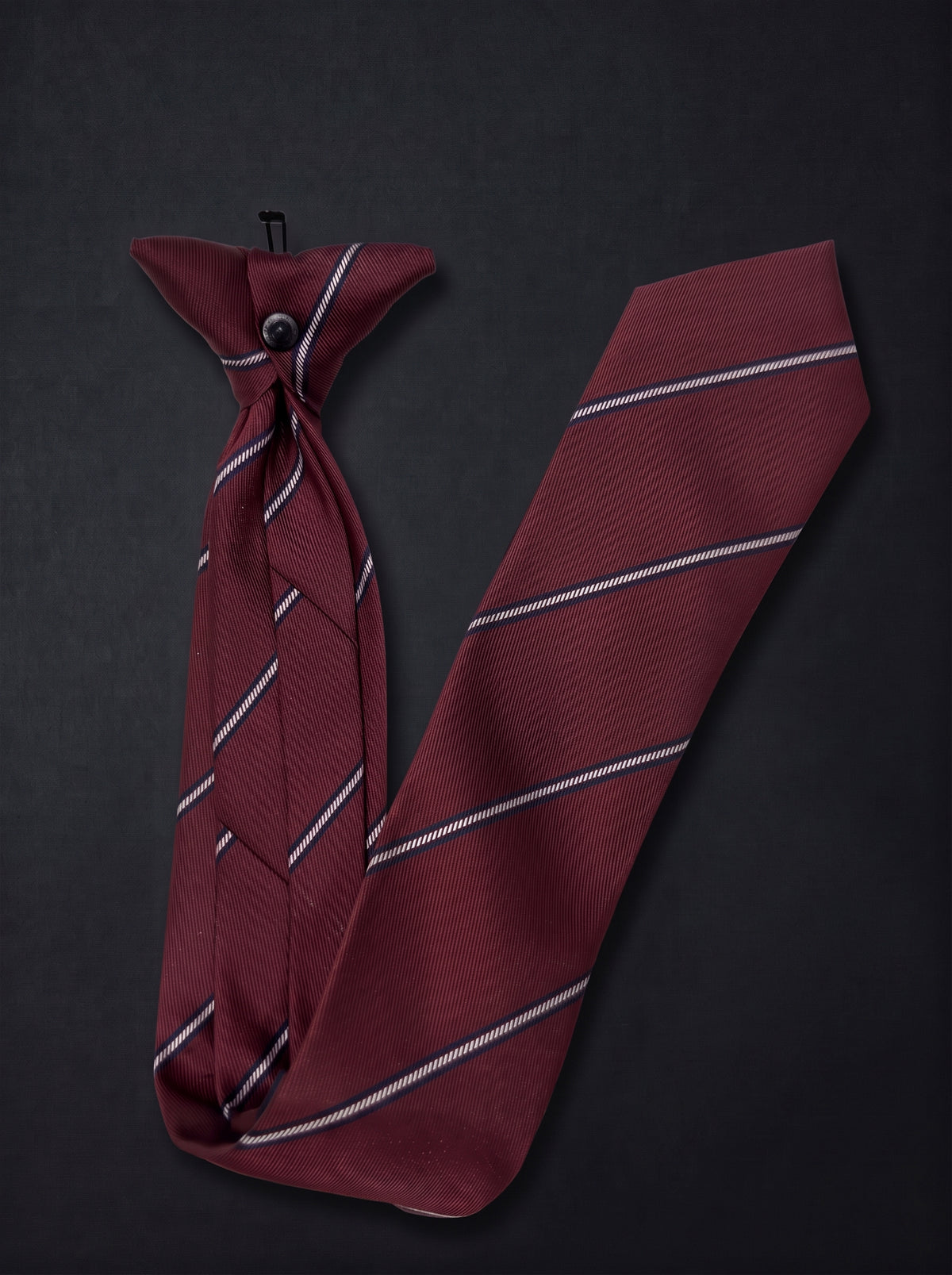 The Double Fine Stripe — Burgundy Clip-On Tie