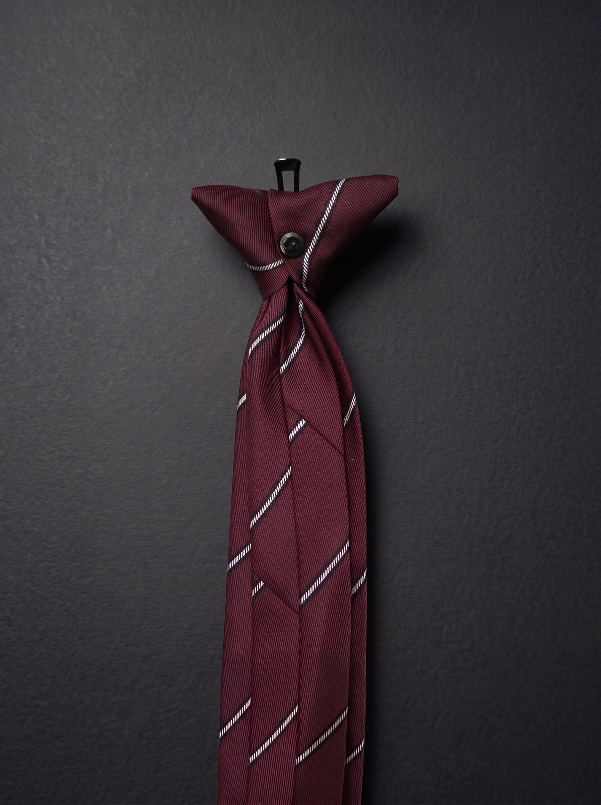 The Double Fine Stripe — Burgundy Clip-On Tie